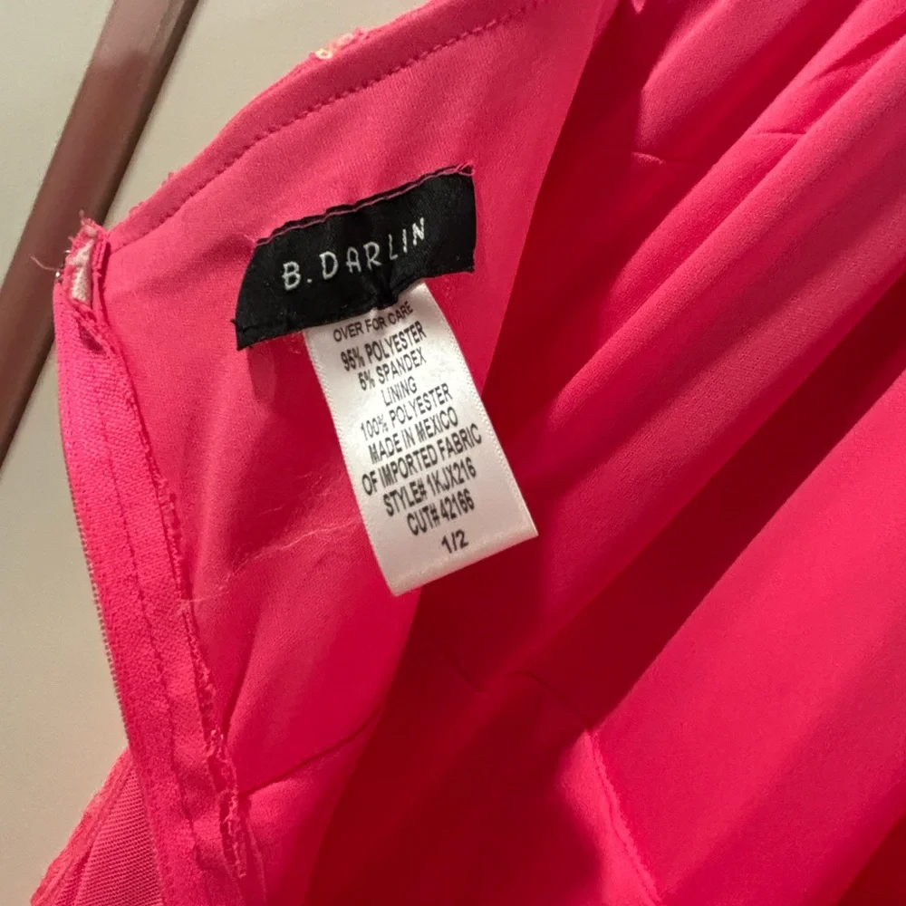 Vibrant Pink Halter prom Dress size 1/2 - Picture 4 of 6